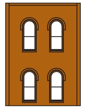 H0 Baukastensystem BS 6,82x 9,36cm Two Storey Arched Four Window