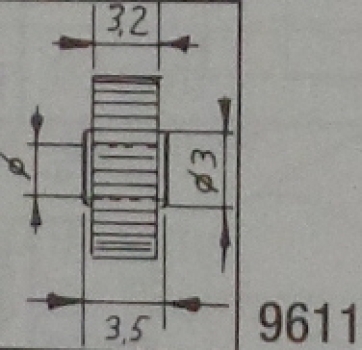 Ersatzteil Messing- Stirnzahnrad, Zähne 14,  Bohr.1,54mm,  Zahnbr.1,00mm, St.2x