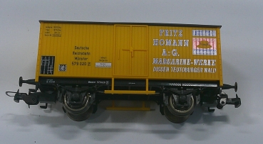 H0 D DRG Güterwagen ged., 2A, Ep.II, " Homann A.G. Magarine " , gelb, etc...............................