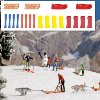 H0 Geländegestaltung  Schlitten und Ski, Rodelschlitten 2, Ski 4, Snowboards 8, etc......