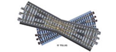 H0m Bettungsgleis Doppelkreuzungsweiche o.Antrieb braun