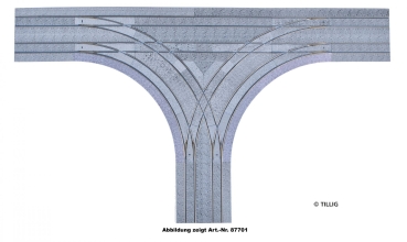 H0m TT Tramgleis Gleis T- Kreuzung, 2sp., Pflastersteine