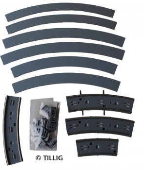 H0m TT Tramgleis Gleis gebogen  R 204/ 90°, 1Sp., Asphalt/ Beton