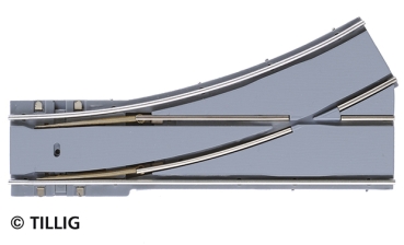 H0 Tramgleis Gleis Parallelweiche, R 204/ 30°,  links, Asphalt/ Beton