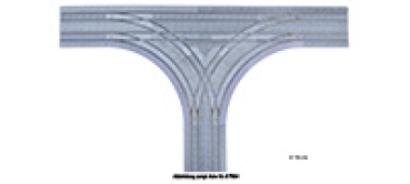 H0 Tramgleis Gleis Kreuzung T, 2sp., Pflastersteine
