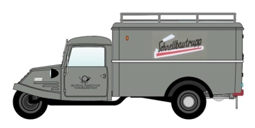 H0 D Dreirad Goliath GD 750 DBP Schnellbautrupp Fernmeldedienst, " - Dreikantfeile - ", etc...........................