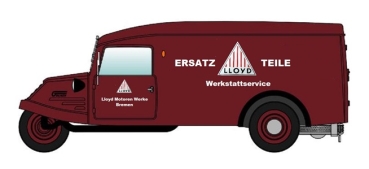 H0 D Dreirad Goliath GD 750 Kombinationswagen, Lioyd Motoren Werke Ersatzteile Werkstattservice, " -   Dreikantfeile - ", Bremen, etc........................