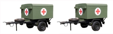 H0 mili Militärfahrzeuge D DDR TPE NVA Kasten - Set, St.2, Sankra mit Logo, 2A, grün, etc................