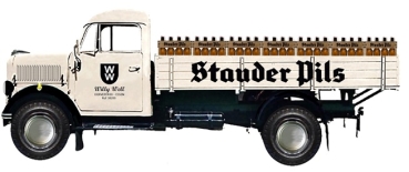 H0 D LKW Borgward LKW 1250 Hochpritsche, Stauder Pils, Essen, beladen, 2A,  Ep.III, etc.................