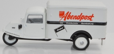 H0 D Dreirad Goliath GD 750 Kastenwagen Abenspost, " - Dreikantfeile - ", Berlin, etc....................