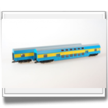 N PL PKP Doppelstockwagen Set 2x,  4A, Ep.V,  blau- gelb, etc............................................................................