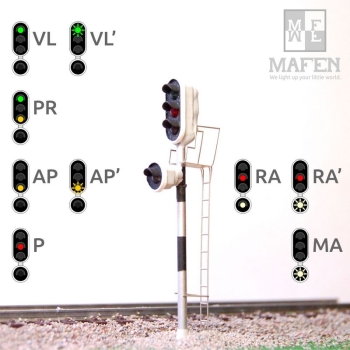 H0 E Signal RENFE Hauptsignal, LED  4, grün, rot, gelb, weiss, etc......................................