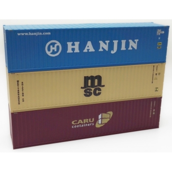 H0 Zurüstteile Container Set 7, 40, " Hanjin, MSC, Caru "