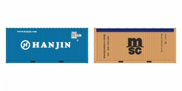 H0 Zurüstteile Container Set 2x, " Hanjin 20 LC+ MSC OT, Ep.VI, etc.....................................................