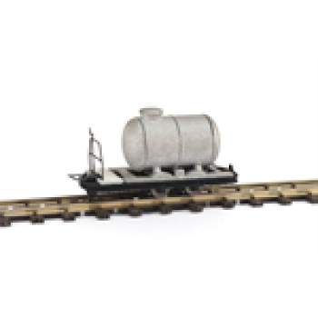 H0e Bahnfahrzeuge Güterwagen Loren mit rundem Tankaufbau, Bremserbühne, silber- schwarz, 2A, etc.....................