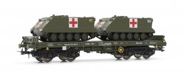 H0 mil. E RENFE Niederbordwagen Rmmns, bel., 4A,  Ep.V,  " Panzer 2x