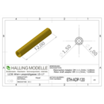 Halling Ersatzteile Adapterhülse für 1mm Achse auf 1,5mm, L= 12mm, etc........................