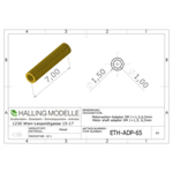 Halling Ersatzteile Adapterhülse  1mm Achse auf 1,5mm Achse. 7mm lang, etc............................