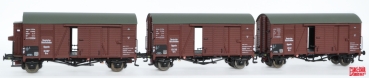 H0 D DR Güterwagen Set 3x, ged., 2A, Ep.III, Bremserhaus, Gleitlager,