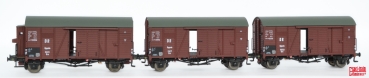 H0 A ÖBB Güterwagen ged., Set 3x,  " Linz ", Ommr , 2A, Ep.III, braun, Bremserbühne, geteiltern Geländer