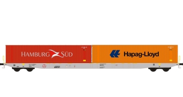 N PRI Containertragwagen Sggnss´80, 4A, Ep.VI, " Hapag Lioyd- Hamburg Süd ", R= 228,2mm,  etc.....