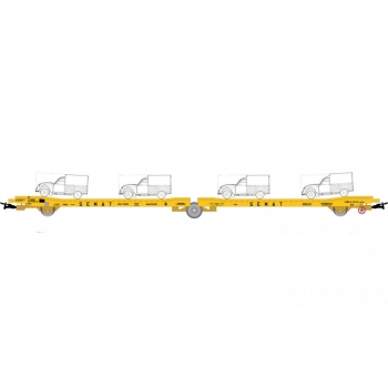H0 E RENFE Autotransportwagen ,  3A, bel., Ep.IV,  " gelber Semat ", etc..............