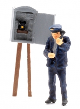 0 Figur WM Bahnfigur Eisenbahner am Streckentelefon, 40mm,  etc.....................................................