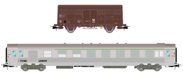 H0 F SNCF Reisezug- Güterwagen, 4A, 2A, braun, " DEV Inox , G4, Ep.IV, braun, etc....................................