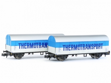 N S SJ Kühlwagen- Set, 2x, 2A, Ep.III, blau/ grau, " Thermotransport ", etc....................