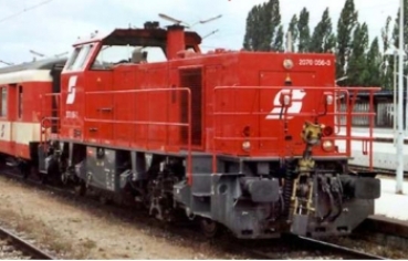 H0 A ÖBB Diesellokomotive BR 2070, 4A Ep.V, Gehäuse rot,  Fahrgestell schwarz, " Pflatsch "