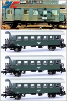 N Reisezugwagen Set 4x, Ep.III/ IV, Halbfenster- Packwagen