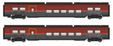 H0 A ÖBB Reisezugwagen Set 2x, Railjet Wagen Dani, 4A, Ep.VI, R3 ( 420mm ), Basic, etc................................................