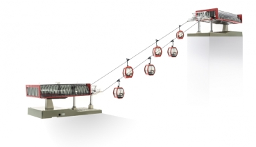 H0 Geländegestaltung Seilbahn rot/ schwarz, Gondel St.6x, Omega, Ber- talstation, Streckenkabel 3m, Seil 10m, Stütze 160mm, etc...........................................................................................