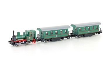 N Pri Dampflokomotivenzug-  Set 3teilig, BR D6, B, Ep.II, schwarz/ grün, etc.................