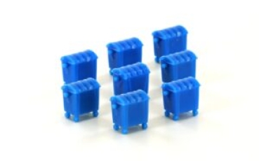 N Geländegestaltung Müllcontainer Set St.8x, groß, blau, etc............................................................