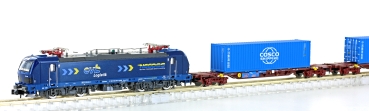 N PRI Elektrolokomotive BR 192, 4A, Containertragwagen Lgnss  2x, 4A, Ep.VI, " EVB "., R2, etc..........