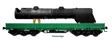 TT D DR Schwerlastwagen Bahndienstwagen, Bauart Samms 4860, bel., 6A, Ep.IV, grün- grün- schwarz, Reko- Kessel BR 41, etc......................................................