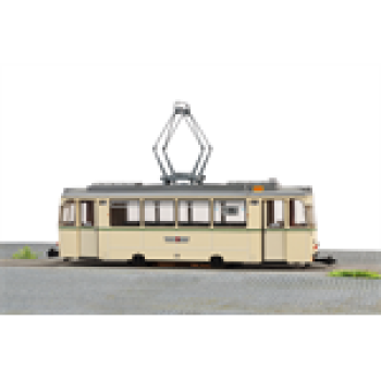 H0 Deutschland Halberstadt Reko Triebwagen Halberstadt " Museum ", Nr 29, beige mit Antrieb, L= 124mm, R= 180mm, etc...................................