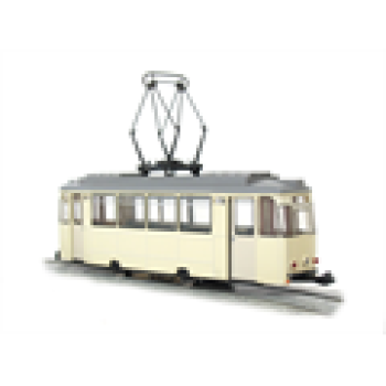 H0 Deutschland Straßenbahn Zweirichtungstriebwagen, beige, neutral, Standmodell, L= 124mm, R= 180mm, Zubehör, SKIP-lock magn. Scharf-Kuppl., DEC-Neu-xxx, TW1 2 BW bogen, etc.......................