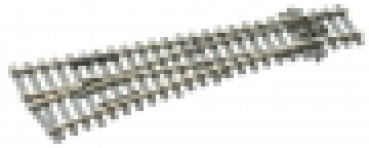 H0 Bahnausstattung Weiche, links, 185mm, R610, kleiner Radius, Holzschwelle,  12°,  Code 100