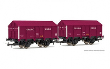 H0 E RENFE Güterwagen Set, 2x, ged.,  2A,  Ep.III, dunkelrot, " Grupo Ebro ", etc................