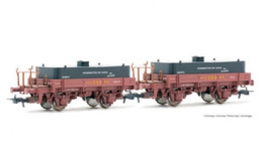 H0 E RENFE  Flachwagen Set, bel., 2x, ged.,  2A,  Ep.IV, braun, Wassertanks, etc......................