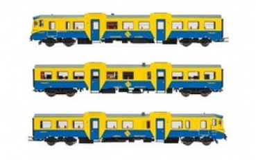 H0 E RENFE Dieseltriebwagen  R 592, 3teilig, 4A, Ep.IV- V, dig., blau gelb, etc.....................