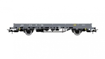 H0 E RENFE Rungenwagen, off., bel., 2A, Ep.III, grau, Holzschwellen