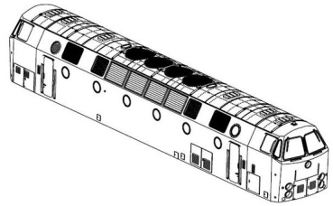 TT Piko Ersatzteile D DR Diesellokomotive BR 219 Gehäuse, dekoriert mit Fenster, etc.......................................................................................