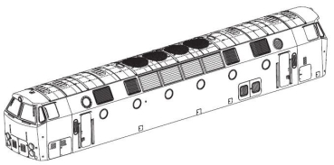TT Piko Ersatzteile D DR Diesellokomotive BR 119 Gehäuse, dekoriert mit Fenster, etc................................................................................