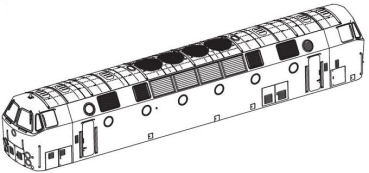 TT Piko Ersatzteile D DR Diesellokomotive BR 119 Gehäuse, dekoriert mit Fenster, etc..............................................................