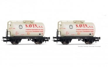H0 E RENFE Kesselwagen Set, 2teilig,   2A, Ep.III, " Savin ", etc...............