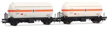 H0 E RENFE Gaskesselwagen Set 2x, mit Bremserbühne, 2A, Ep.IV, " Butan S.A.", weiß- orange, etc..................................