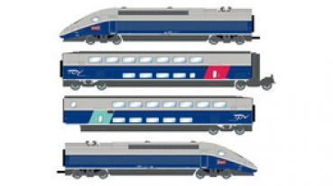 H0 F SNCF Elektrotriebzug TGV,  4teilig,  4A,  Ep.VI, Sound, silber/ blau